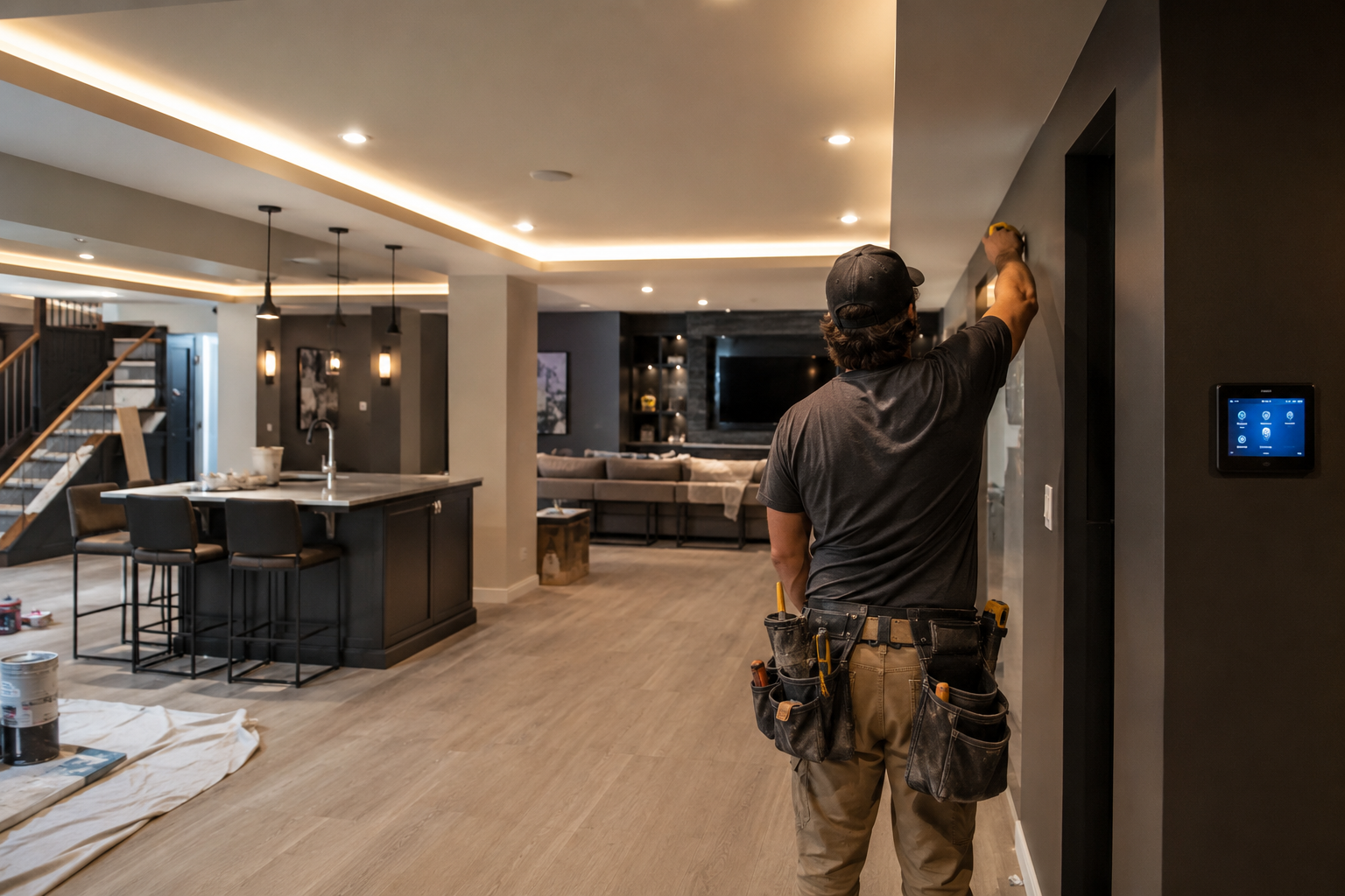 Elegant finished basement family room